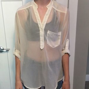 Sheer white dress shirt